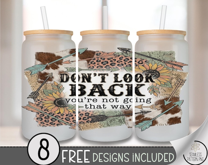 Inspirational Quote Glass Can Wrap, 16oz Glass Tumbler Sublimation Design, Rustic Western Farmhouse PNG File, Textured Collage File B10130