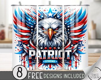 Patriot Trump 2024 Tumbler Wrap PNG Digital Download 20 oz Skinny, Election Tumbler Sublimation Design, Military Seamless Sublimation design