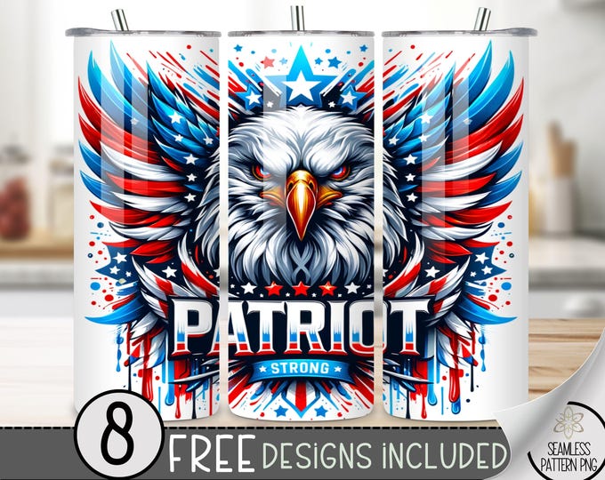 Patriot Trump 2024 Tumbler Wrap PNG Digital Download 20 oz Skinny, Election Tumbler Sublimation Design, Military Seamless Sublimation design