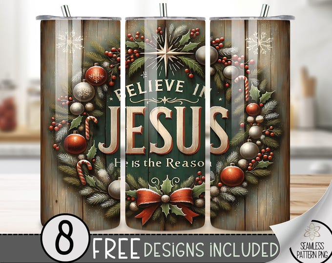 Christmas Tumbler Wrap PNG, Xmas 20 Oz Skinny Tumbler Design, Religious Sublimation Png, Floral 20Oz Skinny Tumbler,Holiday Digital Download