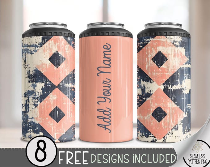 Add Your Own Name Faded Southwestern 4in1 Can Cooler Wrap, Aged Western 16 oz 4-in-1 Cooler Sublimation, Aztec 4 in 1 Can Cooler File PNG