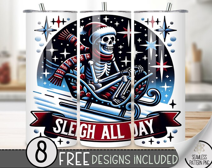 Christmas Skeleton Tumbler Wrap, Christmas Nightmare Tumbler Wrap, Xmas Sublimation Design, Creepy Christmas Tumbler File, Xmas Tumbler Wrap