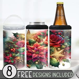 Christmas 4 In 1 Can Cooler Tumbler Wrap, Winter Sublimation Design, Xmas 16 Oz Slim, Holiday 16 Oz Can Cooler Sublimation Design, Religious
