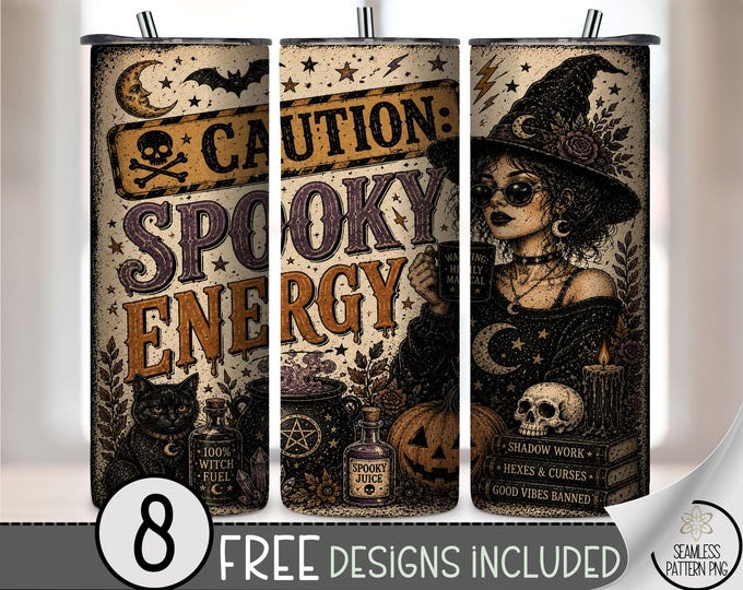 Halloween Witch 20 oz Tumbler Wrap, Spooky Sublimation Design for Straight Tumblers, Moody PNG Files, Digital Download, B10425