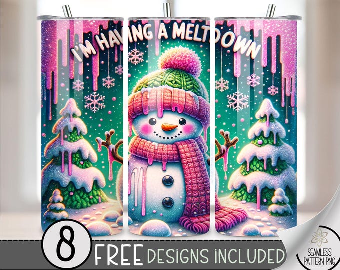 Snowman Tumbler Wrap, Sassy 20 Oz Skinny Tumbler Sublimation Design, Winter PNG Tumbler Wrap, Funny Meltdown PNG File Instant Download