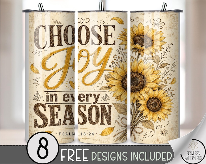 Sunflower 20 oz Tumbler Wrap, Warm Sublimation Design for Straight Tumblers, Rustic PNG Files, Digital Download, B10200