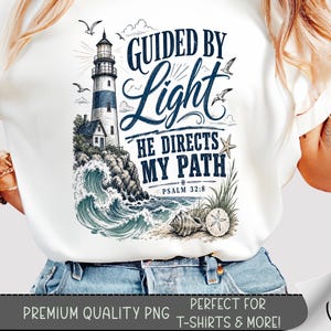 Coastal Lighthouse T-shirt PNG, Faith Scripture Sublimation Design, Digital Download, B10333