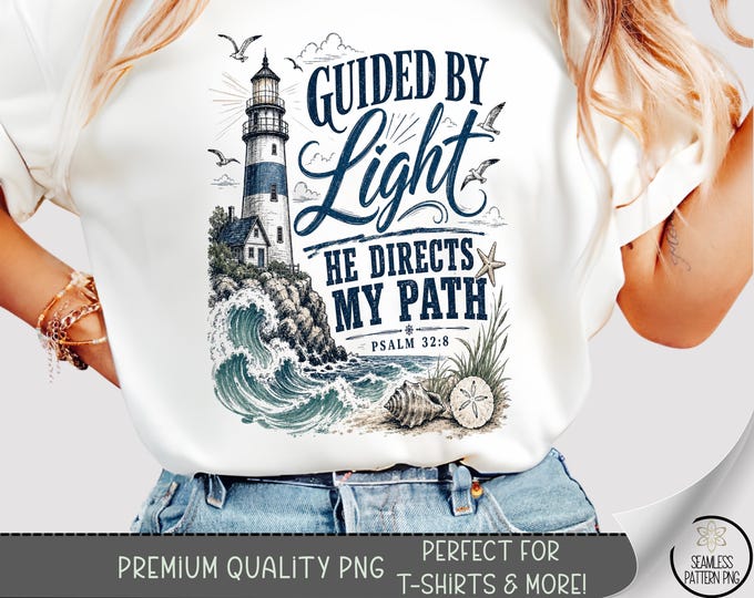 Coastal Lighthouse T-shirt PNG, Faith Scripture Sublimation Design, Digital Download, B10333
