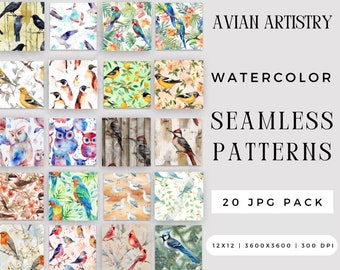 Digital Avian Artistry Seamless Pattern JPG Bundle, Best Spring Sublimation File, Greatest Autumn Bird Repeating Pack, Commercial Use