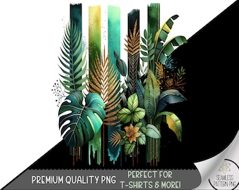 Watercolor Jungle Design File, Jungle Leaves Sweatshirt PNG, Palm Monstera Sublimation Design for Shirt, Tropical Greenery Tshirt PNG, A76