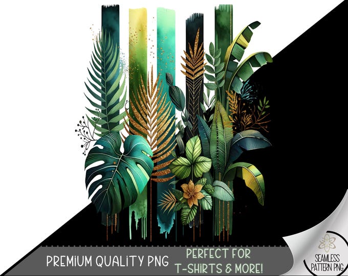 Watercolor Jungle Design File, Jungle Leaves Sweatshirt PNG, Palm Monstera Sublimation Design for Shirt, Tropical Greenery Tshirt PNG, A76