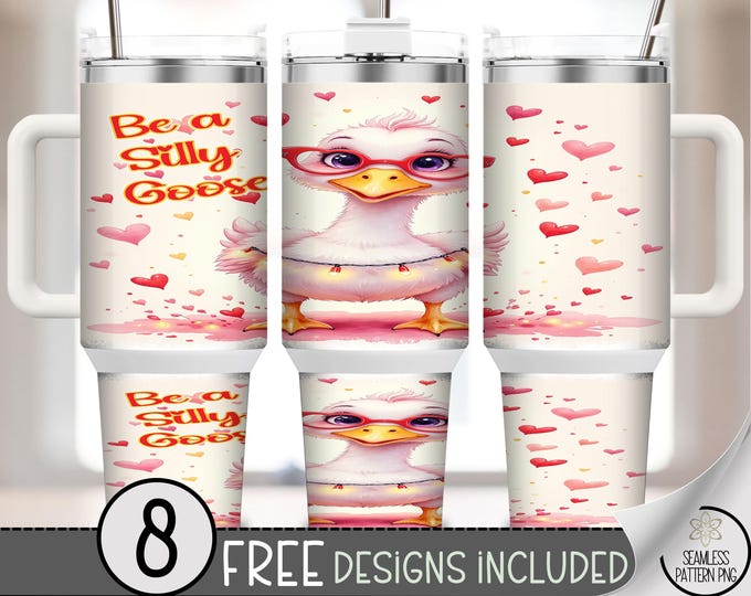 Silly Goose PNG, Cute Sublimation Design For 40 Oz Tumbler Wrap, Digital Download, B730
