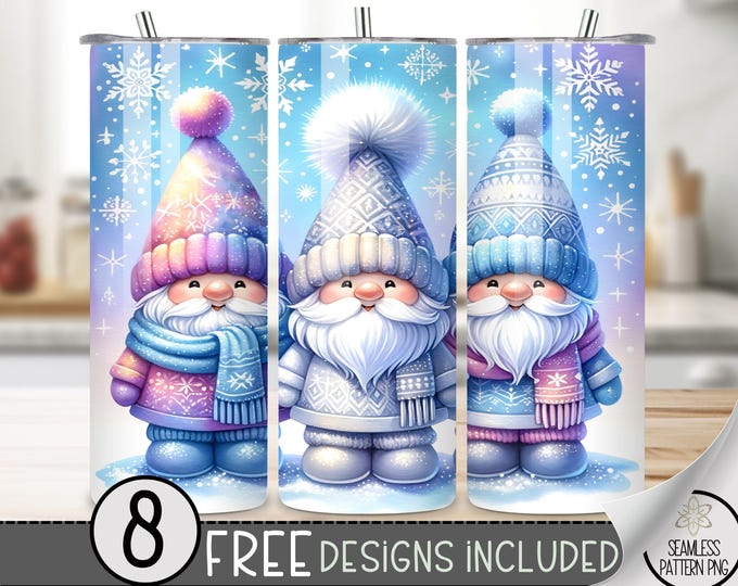 Christmas Gnome Tumbler Wrap, Winter Sublimation Design, Xmas 20 Oz Skinny, Christmas Pastel Tumbler Wrap Png, Christmas Tumbler PNG