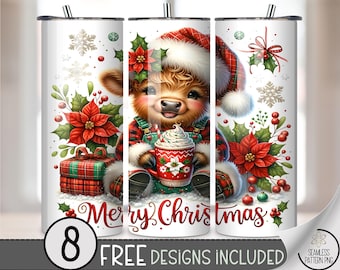 Festive 20 oz tumbler wrap: Cute Baby Bear in Santa Hat Sublimation Design - Christmas Digital Download, Cozy Holiday PNG Files A500