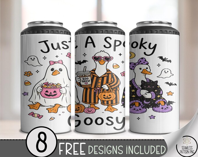 Halloween 4-in-1 Can Cooler Wrap, Just A Goose Sublimation Design, 16oz, Digital Download, B10399