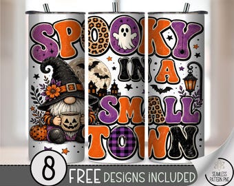 Spooky Small Town 20oz Tumbler Wrap, Cute Halloween Sublimation Design, PNG Files, Digital Download, B10501