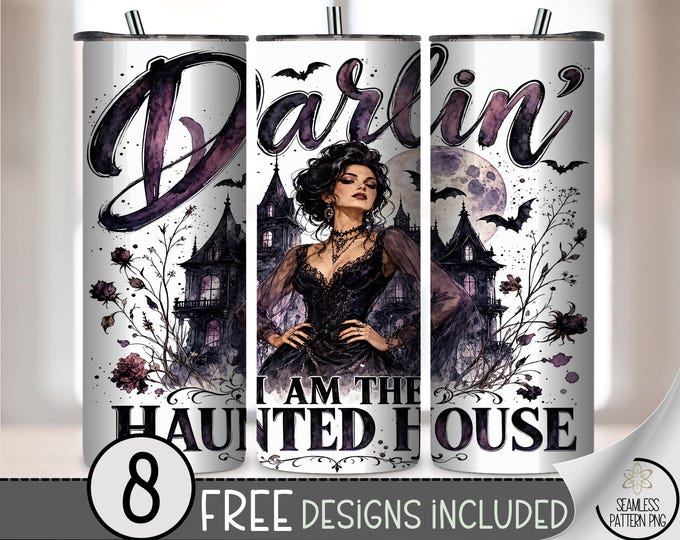 Halloween 20 oz Tumbler Wrap, Spooky Sublimation Design for Straight Tumblers, Gothic PNG Files, Digital Download, B10428