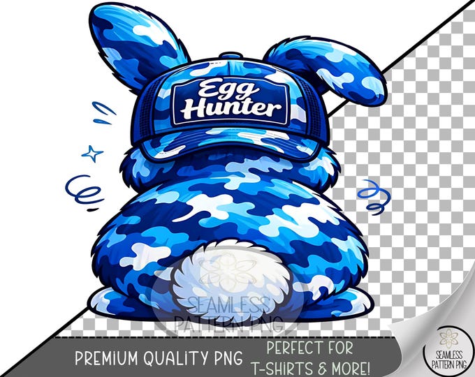 Egg Hunter PNG, Funny Easter UV DTF Sublimation Design, Camo Bunny, Digital Download, B10016