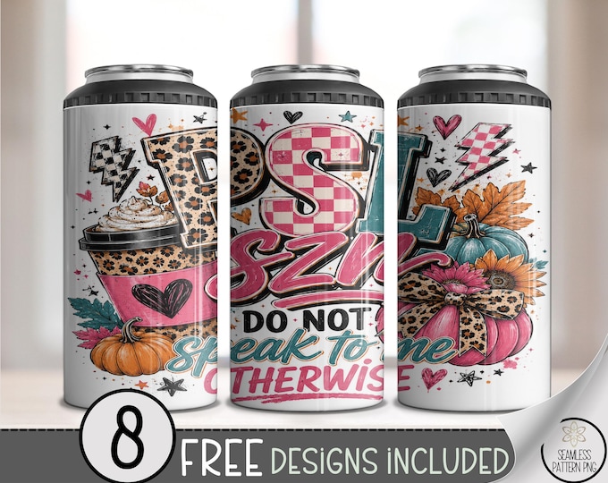 PSL 4-in 1 Can Cooler Wrap, Pumpkin Spice Sublimation Design, Digital Download, B10357