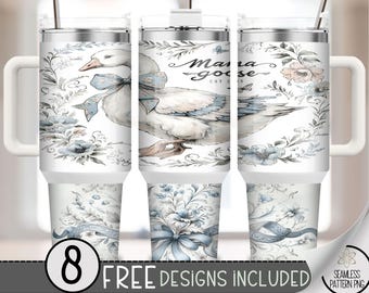 Mama Goose 40oz Tumbler Wrap, New Mama Est 2025 Tumbler Sublimation Design, Boy Newborn Mom 40oz Quencher Tumbler Wrap, Mother's Day PNG A28