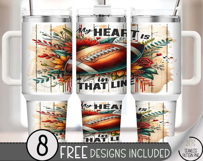 Rustic Football 40oz Tumbler Wrap, Fall Sublimation Design, Sports Lover PNG, 40 oz Digital Download, Football Fan File, Commercial Use A438