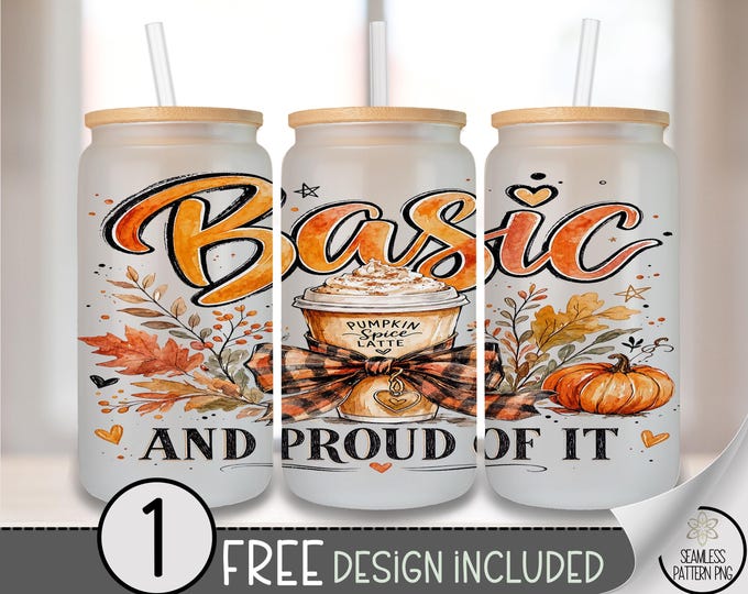 Fall Pumpkin Spice Coffee Glass Can Wrap, Autumn Plaid Sublimation Design, Digital Download, B10464