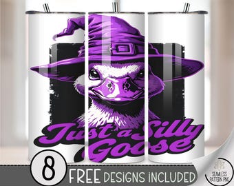 Silly Goose Halloween 20oz Tumbler Wrap, Fun Witch Hat Design, Spooky Purple Goose File, Sublimation Printable Goose File, A427