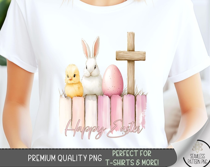 Easter T-Shirt Design, Bunny Design, Cross Tshirt Design, Happy Easter Shirt Design, Trendy Easter PNG,Christian Cross PNG, Chicken PNG A142