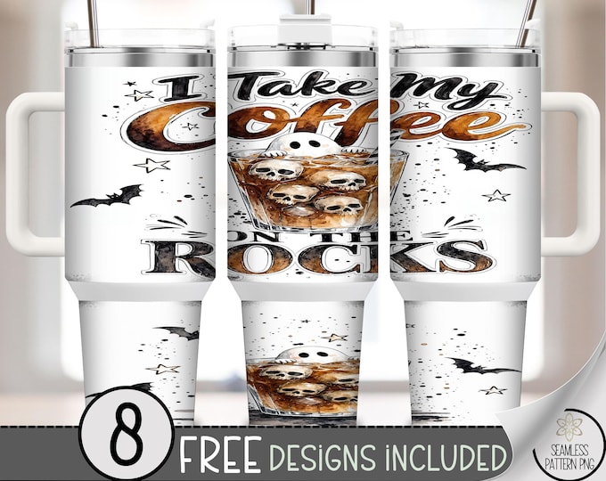 Halloween 40oz Tumbler Wrap, Skull Coffee Sublimation Design, Digital Download, B10503