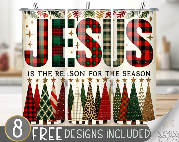 Jesus Is The Reason Christmas Tumbler Wrap, Xmas Tumbler Png Wrap Sublimation Design, Religious 20Oz Tumbler File, Christian Tumbler Wrap