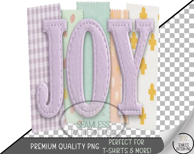Joy Sublimation Design, Lavender UV DTF Graphic, Faux Patchwork Png, Easter Digital Download PNG, B806