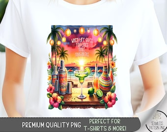 Summer Margaritas T-Shirt PNG, Cute Summer Tee, Graphic Tee Design, Fun Summer Graphic Tshirt PNG, Sublimation Designs for Shirts, A105