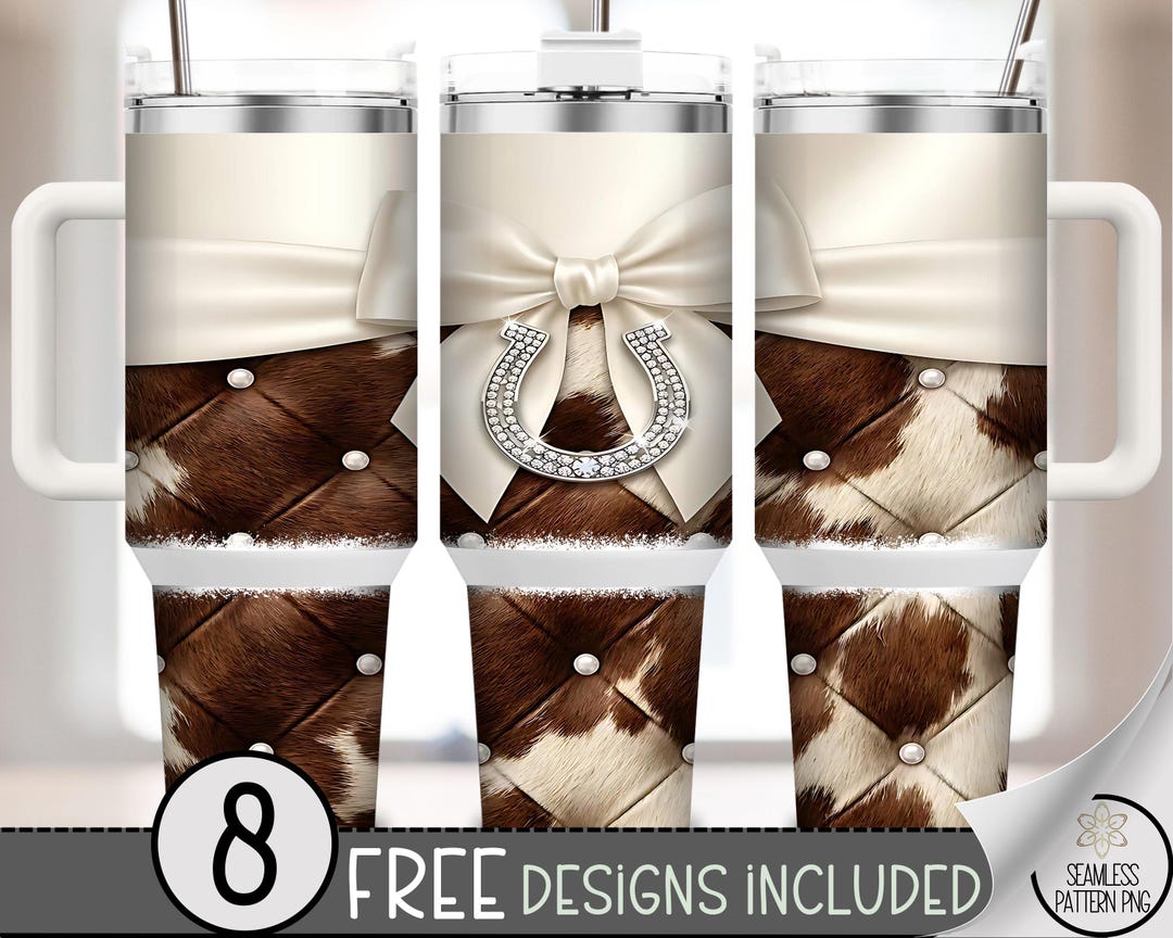 Cowgirl PNG, Western Cowhide 40 Oz Tumbler Wrap Rustic Glam Design ...