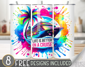 Cruise Ship Tumbler Wrap, Cruise and Cocktail 20oz Skinny Sublimation, Cruise Tumbler Design, Cruise Sublimation Design, Cruise Tumbler File