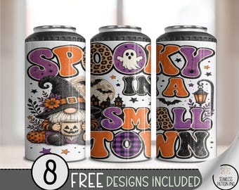 Halloween Gnome 4in1 Can Cooler Wrap, Spooky Small Town Sublimation Design, Digital Download, B10501