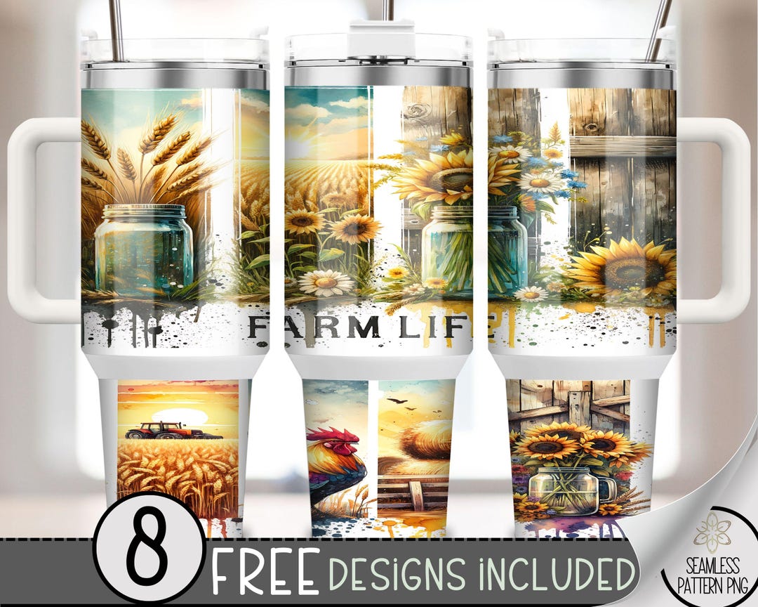 Farm Life 40oz Tumbler Wrap, Country Western Tumbler Sublimation Design ...