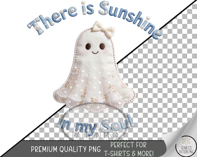 Summer Ghost Sublimation Design, Sunshine UV DTF Graphic, Faux Embroidery Clip Art, Digital Download, B10177