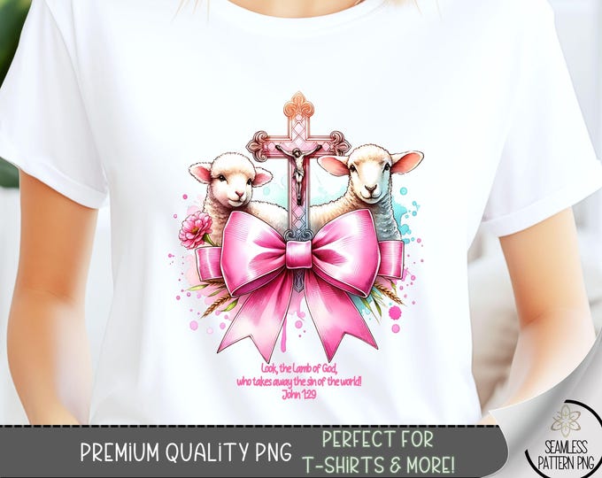 Easter Lamb With Cross T-Shirt PNG, Religious Graphic Tee Design, Spring Graphic Tshirt PNG, Bible Verse Sublimation Design, Christian A118