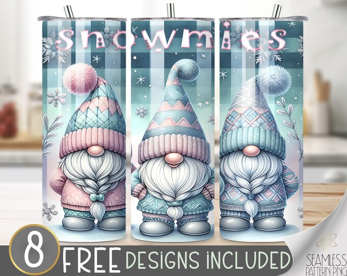 Gnomies Tumbler Wrap, Winter Sublimation Design, Cute 20 Oz Skinny, Winter Tumbler Wrap For Her,Funny Tumbler Wrap Png,Christmas Tumbler PNG