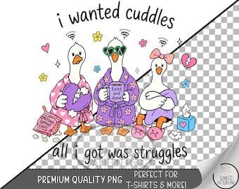 Three Ducks Sublimation Design, Mental Health Humor UV DTF Graphic, Tired Clip Art, Digital Download, B10282