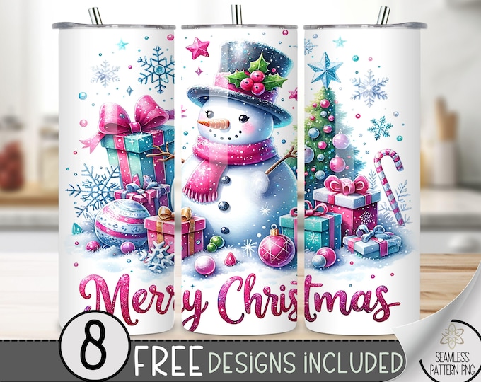 Snowman Tumbler Wrap, Xmas 20 Oz Skinny Tumbler Sublimation Design, Winter Png Tumbler Wrap,Merry Christmas File,Cute Christmas Tumbler PNG