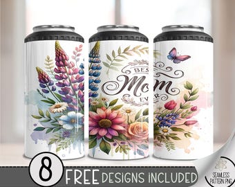 Best Mom Ever 4 in 1 Can Cooler Wrap, Floral Mom 4in1 Tumbler PNG, Mother's Day 16 Oz Can Cooler Sublimation Design,Foxglove Hard Koozie PNG