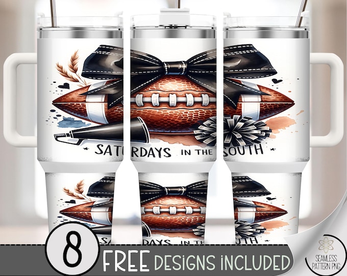 Cheer Mom 40 oz tumbler wrap: Football Sublimation Design, Feminine PNG Files, Saturdays in The South 40oz Tumbler Design, A513