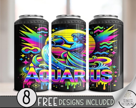 Neon Airbrush 4 in 1 Can Cooler Wrap, Aquarius 16 Oz 4in1 Tumbler  Sublimation Design Astrology Sign, Zodiac Signs Can Wrap PNG Download -  Etsy Israel