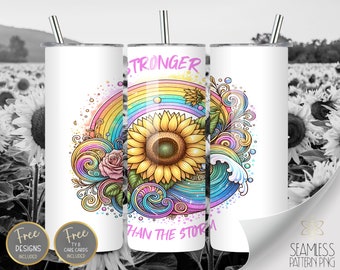 Sunflower Tumbler, Sunflower Sublimation Files, Rainbow Swirl Tumbler, Floral Wrap, Watercolor 20oz Straight Tumbler Wrap, Instant Download