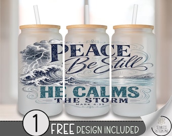 Faith Glass Can Wrap, Spiritual 16oz Glass Tumbler Sublimation Design, Nautical PNG File, Digital Download, B10312
