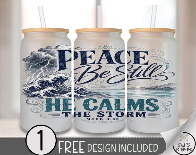 Faith Glass Can Wrap, Spiritual 16oz Glass Tumbler Sublimation Design, Nautical PNG File, Digital Download, B10312
