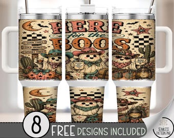 Halloween 40 oz Tumbler Wrap, Ghost Sublimation Design, Here for the Boos PNG, Digital Download, B10391
