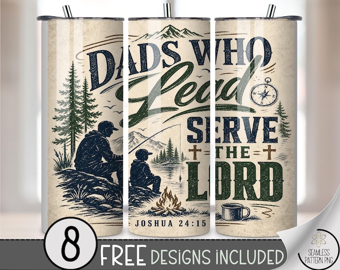 Christian Fishing 20 oz Tumbler Wrap, Father Son Sublimation Design for Straight Tumblers, Vintage PNG File, Digital Download, B10301