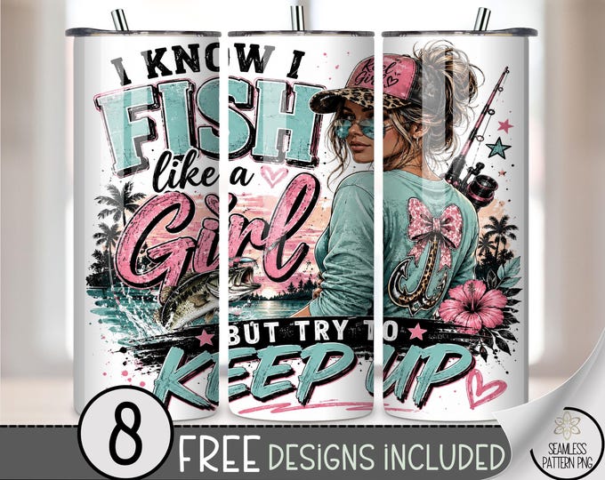 Fishing 20 oz Tumbler Wrap, Bold Sublimation Design for Skinny Tumblers, Leopard PNG Files, Digital Download, B10411